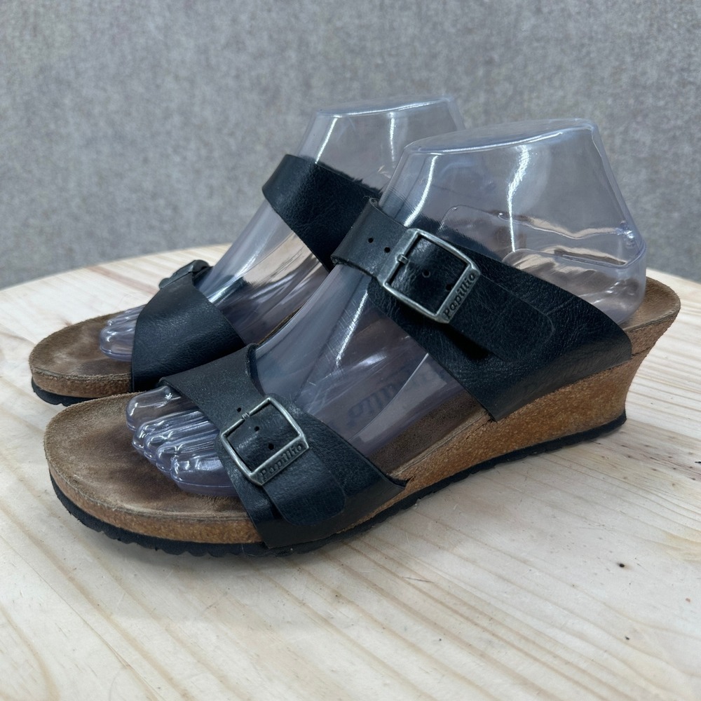 Papillio by Birkenstock Dorothy Sandals Womens 9-9.5 Black Wedge Buckle Straps